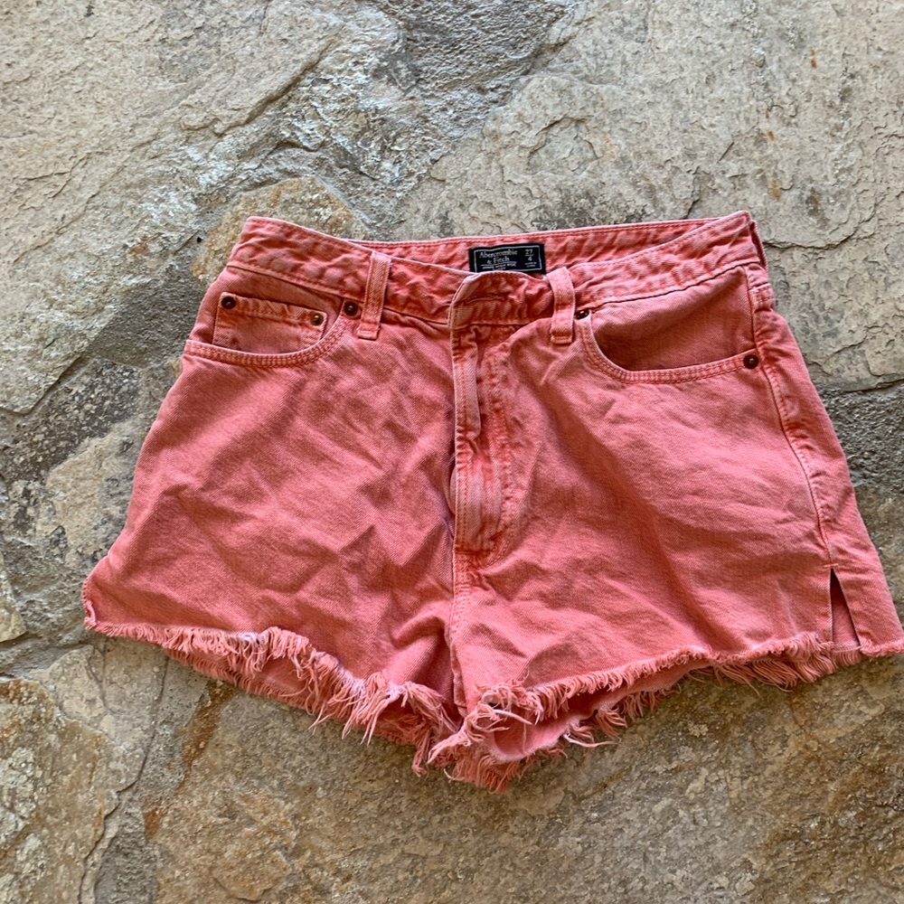 Abercrombie And Fitch coral denim shorts